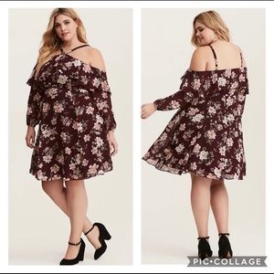 Floral Open Shoulder Dress